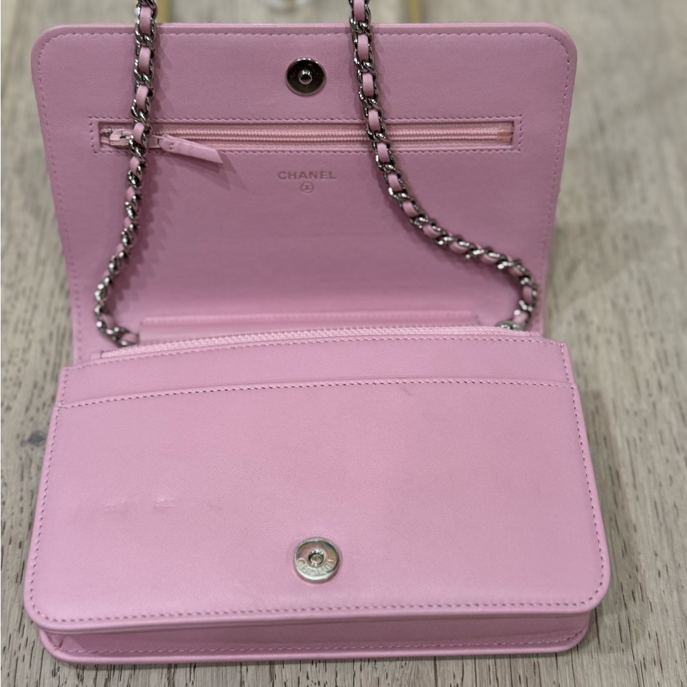 CHANEL Pink Crystal Boy WOC Lambskin Leather CC Crossbody Bag A80287 EUC COA LTD - Picture 14 of 16